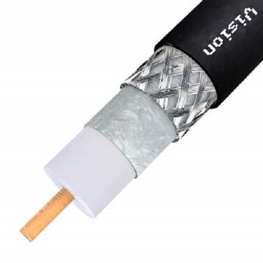Perfect Vision ATT DIRECTV Approved 3GHz RG6 Coaxial Cable Single Solid Copper Core Black PVC CL2 Jacket 1000 Reel CR01BSR005