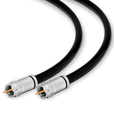 Conext Link RG6 Quad Shield Coaxial Cable F Connector 18 AWG 3GHZ 75 Ohm Sat TV 9FT Black 33003