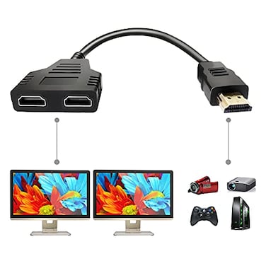 BATU HDMI Splitter Adapter Cable Hdmi Splitter 1 in 2 Out Male to Dual Female 1 to 2 Way for HD LED LCD TV Support Two The Same TVs at The Same Time Mirror Only