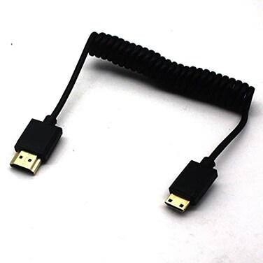 Disscool 20 HDMI Male to Mini HDMI Cable 4k60hz Mini HDMI to HDMI Coiled Spring Cable for CameraTabletHD TVMonitorUNC Kit Extension Cable12m
