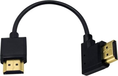 Duttek 4K Short HDMI Cable Left Angle HDMI to HDMI Male to Male Cable 015M6 Inch Supports 1080P Compatible with TV Laptop Gaming Console PC Black and Gold Tone