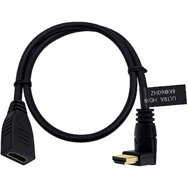Poyiccot 8K HDMI Extension Cable 2ft 48Gbps 90 Degree Down Angle Male to Female HDMI 21 Cable Support High Speed 3D Ultra HDR 8K60Hz 4K120Hz for PC Laptop Xbox PS5