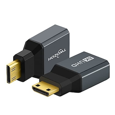 Twozoh 8K Mini HDMI Adapter 2Pack 21 Mini HDMI Male to Standard HDMI Female Adapter Convertor Support 8K60Hz 4K144Hz 2K240Hz