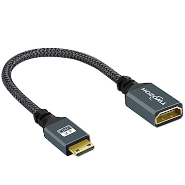 Twozoh Mini HDMI to HDMI Adapter Mini HDMI Male to HDMI Female Cable Adapter Support 1080P Full HD 4K 3D for DSLR Camera Camcorder Graphics Card Laptop Tablet HDTV Projector06FT