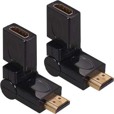 Warmstor 2Pack Right Angle HDMI 20 Male to Female Connector HDMI Swivel Adapter 90 180 270 360 Degree Angle Adjustable Rotatable GoldPlated Support 3D 4K