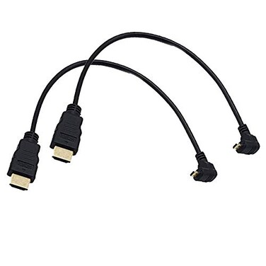 Seadream Angled Micro HDMI to Standard HDMI Cable 2Pack 1Foot 90 Degree Up Angle Micro HDMI Male to HDMI Male Cable Connector 2Pack Up Angled
