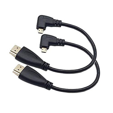 Seadream Angled Micro HDMI to HDMI Cable 2pcs 8inch 90 Degree Left Angle Micro HDMI Male to HDMI Male Cable Connector 2pcs Left Angled