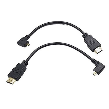 Seadream Angled Micro HDMI to HDMI Cable 8inch 90 Degree Angle Micro HDMI Male to HDMI Male Cable Connector 2pcs1pcs Left 1pcs Right