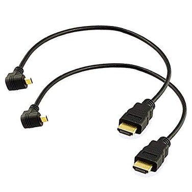 Seadream Angled Micro HDMI to HDMI Cable 2Pack 1Foot 90 Degree Down Angle Micro HDMI Male to HDMI Male Cable Connector 2Pack Down Angled