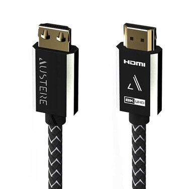 AUSTERE VII Series Certified Premium Ultra High Speed 8K HDMI Cable 15m 48Gbps 8K60 4K120 Dynamic HDR eARC Gold Contacts SilverPlated Conductors LinkFit Locking Connectors High Flex Cable