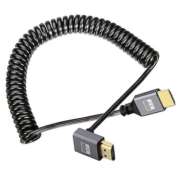 chenyang HDMI Stretch Coiled Cable HDMI 14 Type A Male to Male 4K 60hz 90 Degree UP Angled Extension Cable