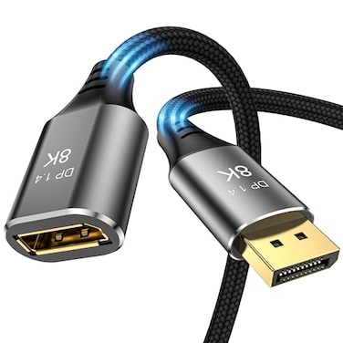 DGHUMEN 8K DisplayPort Extension Cable 3Feet DisplayPort 14 Male to Female Extension Cable Braided DP to DP Extended Cord Supports 8K60Hz4K120Hz Grey 3 Ft