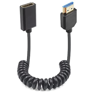 Duttek 8K Coiled HDMI Extension Cable Extreme Thin HDMI Male to Female Coiled Cable 48Gbps Ultra High Short HDMI Cable 8K60Hz Resolution Backward Compatible for 4K Ultra HD 1080p 4FT12M