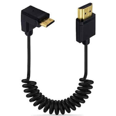 Kework 39 Feet Mini HDMI to HDMI 4K60Hz Coiled Cable Upward Angle Mini HDMI 20 Male to HDMI 20 Male High Definition Adapter Converter Spiral Spring Cord 18Gbps High Speed