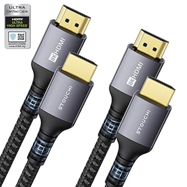 Stouchi 8K HDMI Cables 48Gbps Ultra High Speed 10K 8K60Hz 4K120Hz 144Hz HDCP 2223 SBTM Dynamic HDR eARC Compatible with Apple TV 4KRoku TVPS5Bluray Grey 6ft 2Pack