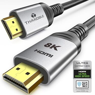THANDBLE 10K 8K HDMI Cable 10FT Certified Ultra High Speed 48Gbps HDMI 21 Cable Cord Supports 8K60Hz 4K120Hz eARC HDCP 2223 HDR10 DTSX Compatible for LaptopMonitorPS5XboxBlurayTV