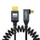 Twozoh Left Angled Coiled Micro HDMI to HDMI Cable Micro HDMI to HDMI Coiled Cable 90Degree Stretched Length 30cm to 150cm Supports 3D4K 1080p5FT