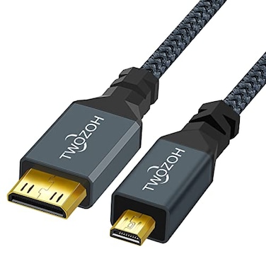 Twozoh Micro HDMI to Mini HDMI Cable Mini HDMI Male to Micro HDMI Male Cable Micro HDMI Type D Male to Mini HDMI Type C Male Cable Support 3D4K 1080p 16Ft