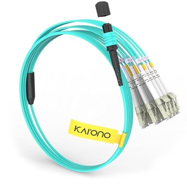 Karono 3M 10ft MTPMPO APC to 12 x LC Breakout Fiber Optic Cable OM3 40G100G
