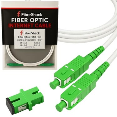 Fibershack White SCAPC to SCAPC Fiber Optic Patch Cable FTTH Home Fiber Internet White SCAPC to SCAPC 65 feet 20M
