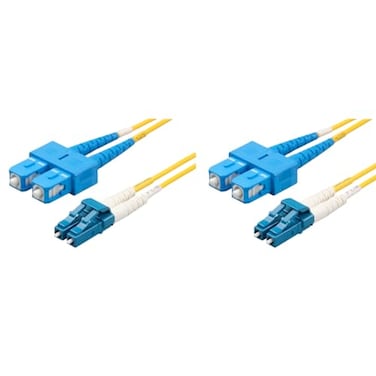 SpeedyFiberTX 2Pack 2 Meter LCU to SCU Fiber Patch Cable Corning SMF28 Singlemode 9125um Ultra Optical Fiber OS1OS2 Compatible Duplex Yellow Riser OFNR Cable Jacket