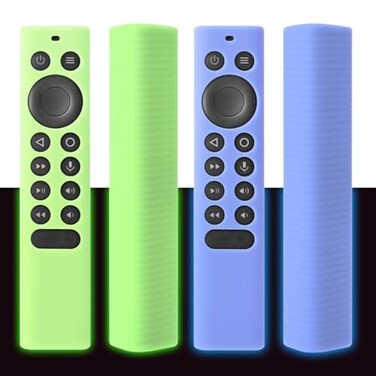 VSEER 2 Pack Silicone Protective Cover for NVIDIA Shield TV Pro4K HDR Remote Controller Series Light Weight KidsFriendly Silicone Skin AntiSlipShockproof with Hand Strap GlowBlue Glowgreen