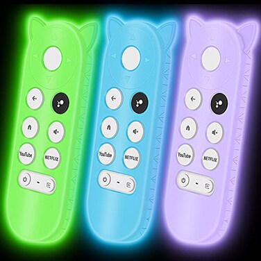 Oyrlize 3Pack Silicone Protective Case for Google Chromecast Remote ControlRemote Case Holder Skin for Google 2020 Voice RemoteShockproof Bumper Remote Back Covers Protector Glowpurple Glowblue Glowgr