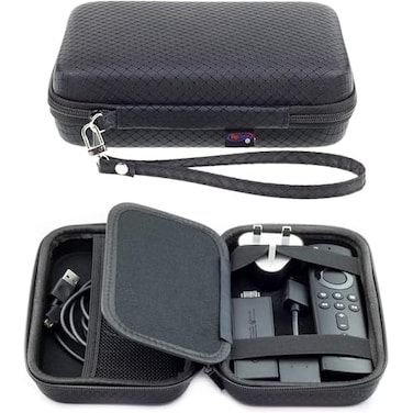 DigiCharge Hard Carry Case for Amazon Fire TV Stick 4K Fire TV Stick Remote Control Cables and Charger Protective Portable Travel Hard EVA Cover Shockproof Storage Bag Pouch Black