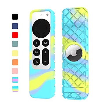 FUNDISINN Remote Case for Apple Siri Remote 20212022 2nd3rd Gen AntiLost AntiSlip Durable Silicon Shockproof Rubber Cover for Apple 4K HD TV Siri Remote 2nd3rd Gen AirTag Applicable Rainbow A
