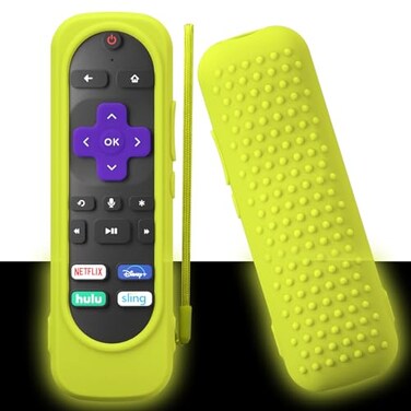 PIUAMUNKJ Roku Smart TV Steam Stick Remote Controller Cover Universal Skin Silicone Case for Most Roku Remote Models with LanyardLuminous Green