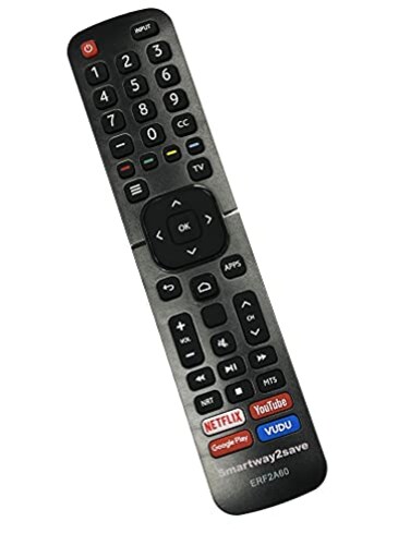 Smartway2save New ERF2A60 Remote Control for Hisense Smart 4K Ultra HD TV with Netflix YouTube Google Play Vudu Shortcuts No Voice Function