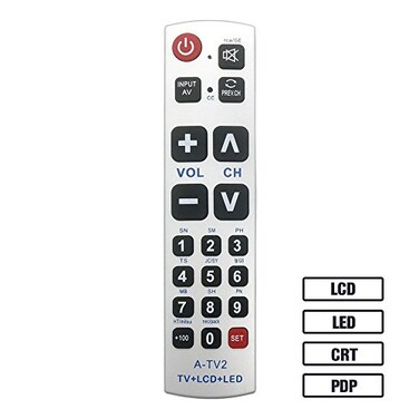 Lucky Star LuckyStar Big Button Universal Remote Control ATV2 Initial Setting for Lg Vizio Sharp Zenith Panasonic Philips RCA Put Battery to Work No Program Needed