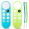 TOKERSE 2 Pack Glow Remote Cover for Chromecast with Google TV 4K HD 2020 2022 Voice Remote Control Silicone Case with Lanyard Glow in The Dark Blue Green