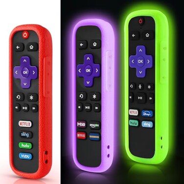 SOTATOO 3 Pack Roku Remote Cover Case Glow GreenGlow PurpleRed