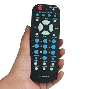 Kassionel 3Device Universal Remote Control RCR503BR sub RCR503BE RCR503BZ Compatible for Most Major Remote Brands TV DVD or VCR Satellite Receiver Cable Box Digital TV Converter PalmSized