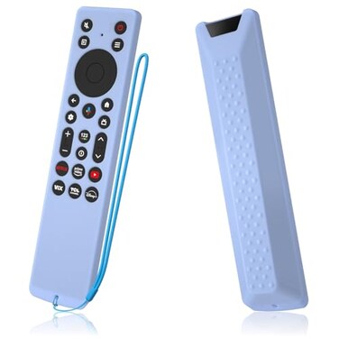 AKSHFETH Silicone Cover for TCL RC813A Remote 2025 QM6K Series Remote Silicone Protective Skin Case AntiSlip Cover with LanyardLuminous Blue