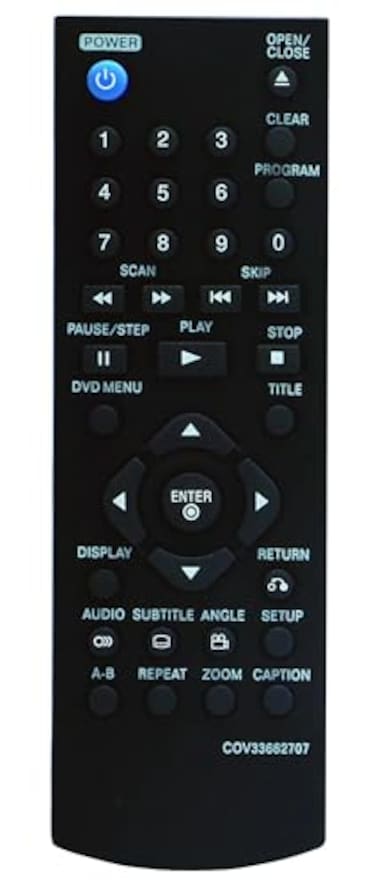 VINABTY COV33662707 Replaced Remote fit for LG DVD Player DP132 DP122 DVX490 DVX492 DVX482 DV480 DV490 DV482 DV492 DVX480 Sub AKB33659510 COV33662703 COV33662701
