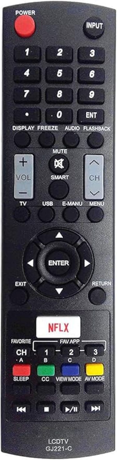 UBay GJ221C Remote Control for Sharp LCDLED TV LC32LE653U LC40LE653U LC43LE653U LC43LE653U LC48LE653U LC55LE653U LC65LE645U LC65LE645U Substitute for remotes Sharp GJ221 and GJ221R