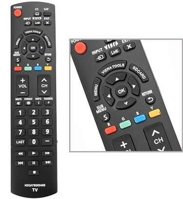 UBay N2QAYB000485 Remote Replacement for 99 Panasonic LCD LED Plasma Viera TVs