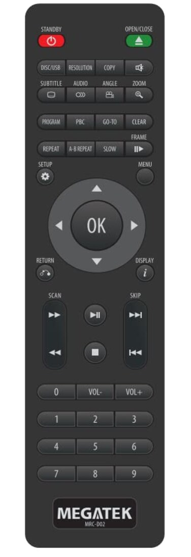 MEGATEK Remote Control for DuraPlay DVD Players