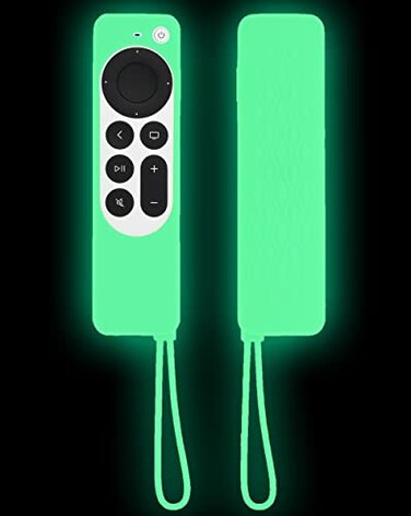 TOKERSE Glow Case for Apple TV 4K HD Siri Remote 2022 2021 Silicone Remote Control Cover Case Glow in The Dark with Lanyard for Apple TV 4K HD Siri Remote Controller 2nd and 3rd Gen Glow Green