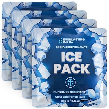 Everlasting Ice Rapid Performance Reusable Ice Packs for Lunch Boxes Lunch Bags or Coolers 4 Pack Cold for Up to 12 Hours Ice Packs for Cooler Long Lasting for Camping Beach School