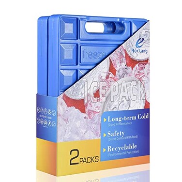 REV. LANG REV LANG Large Freezer Cold Ice Pack Block Ice Chest Reusable Long Lasting Quick Freezes with A Handle for Coolers Lunch BoxBag1000g Set of 2