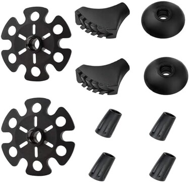 Aihoye Hiking Walking Sticks Rubber Tips 10 Pack Replacement Tips Protectors Snow Baskets Mud Baskets Set for Trekking Poles Fits Most Standard Hiking Trekking Walking Poles