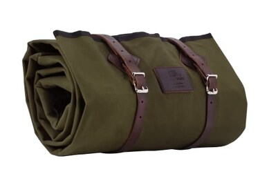1844 Helko Werk Handmade Waxed Canvas Cowboy Bedroll Camp Bed Roll w Leather Straps ZipperWaterproofSleeping Bag Bedroll Forest Green F8761FG