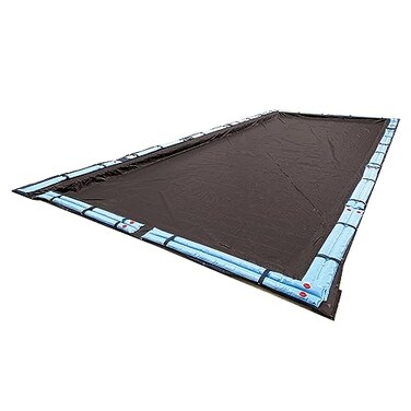 Blue Wave Bronze 20 ft x 40 ft Rectangular Winter In Ground Pool Cover Blocks Debris Sunlight with 8Year Protection for OffSeason With Solid Polyethylene Shield 4 ft Overlap Cable Winch