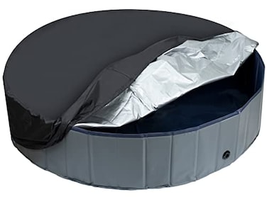 Niubya Round Dog Pool Cover Foldable Pet Swimming Pool Cover Waterproof Dustproof and Washable Pool Protective Cover with Drawstring Design 72 x 12 Inches