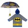 DC Comics Little Kids Umbrella and Lightweight Rain Slicker Set for Boys Ages 47 Grey Batman Age 67