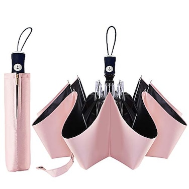 FDJASGY UV Sun Umbrella Compact Folding Travel Umbrella Auto Open Close Compact Folding Rain Umbrellas for Women Men Blocking UV 9998 Pink