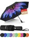 Seniny Windproof Travel Umbrella Automatic Umbrellas for Rain Portable Compact Umbrellas for Backpack Strong UV for Protection Folding Small Sun Umbrella for Car Walking Flower
